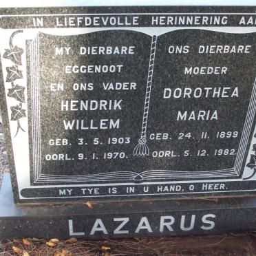 LAZARUS Hendrik Willem 1903-1970 &amp; Dorothea Maria 1899-1982