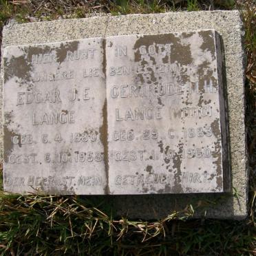 LANGE Edgar J.E. 1880-1958 &amp; Gertrude M.H. WITTIG 1883-1960