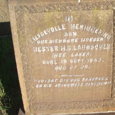 LAUBSCHER Hester H.C. nee LAKER -1943