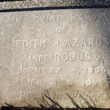 LAZARUS Edith nee ROBUS 1900-1965