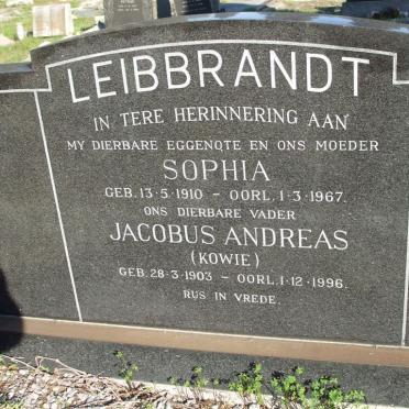 LEIBBRANDT Jacobus Andreas 1903-1996 &amp; Sophia 1910-1967