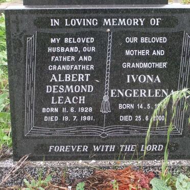 LEACH Albert Desmond 1928-1981 &amp; Ivona Engerlena 19??-2000
