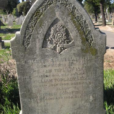 LEGG William Toplady -1908 &amp; Elizabeth Johanna Christina -1897 :: SCHOFIELD Arthur -1954