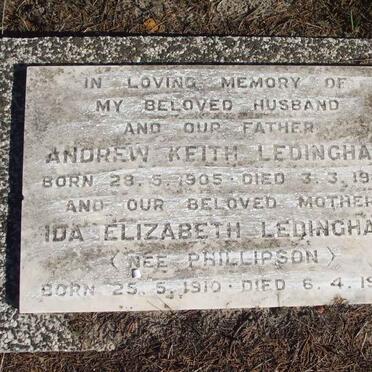 LEDINGHAM Andrew Keith 1905-1965 &amp; Ida Elizabeth PHILLIPSON 1910-1977