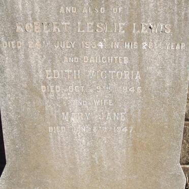 LEWIS James -1923 &amp; Mary Jane -1947 :: LEWIS Robert Leslie -1934 :: LEWIS Edith Victoria -1946