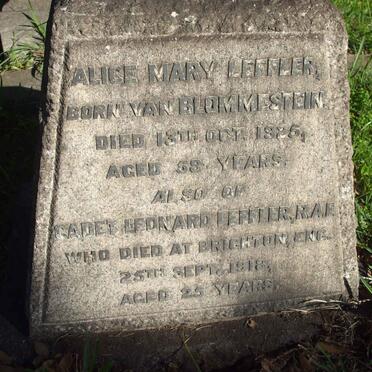 LEFFLER Alice Mary nee Van BLOMMESTEIN -1925 :: LEFFLER Leonard -1918 