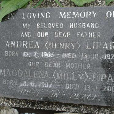 LIPARI Andrea 1905-1979 &amp; Magdalena 1907-2000