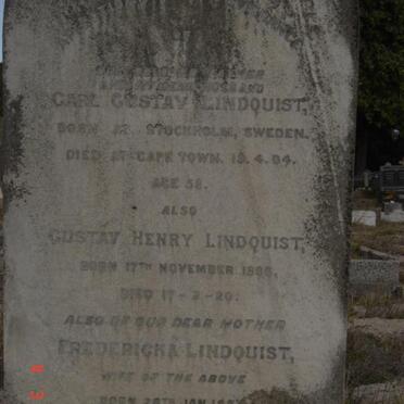 LINDQUIST Carl Gustav -1904 &amp; Fredericka 1854-1927 :: LINDQUIST Gustav Henry 1886-1920