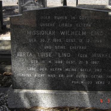 LIND Wilhelm 1883-1966 &amp; Berta Luise WINKEL 1888-1967