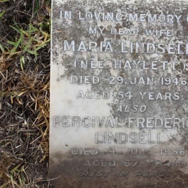 LINDSELL Percival Frederick -1956 &amp; Maria HAYLETT -1946