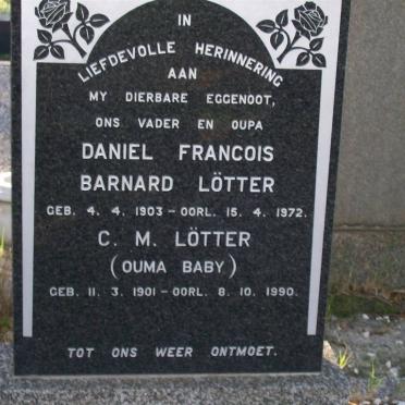 LÖTTER Daniel Francois Barnard 1903-1972 &amp; C.M. 1901-1990