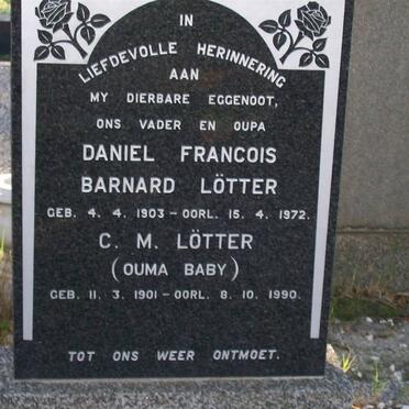 LÖTTER Daniel Francois Barnard 1903-1972 &amp; C.M. 1901-1990