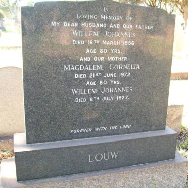 LOUW Willem Johannes -1956 :: LOUW Magdalene Cornelia -1972 :: LOUW Willem Johnnes -1927