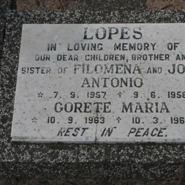 LOPES Antonio 1957-1958 :: LOPES Gorete Maria 1963-1964