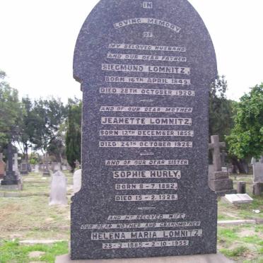 LOMNITZ Siegmund 1845-1920 &amp; Jeanette 1855-1926 :: HURLY Sophie 1882-1928 :: LOMNITZ Helena Maria 1885-1955