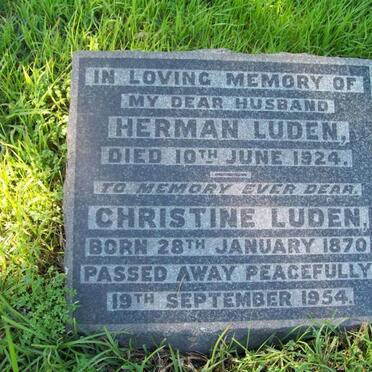 LUDEN Herman -1924 &amp; Christine 1870-1954