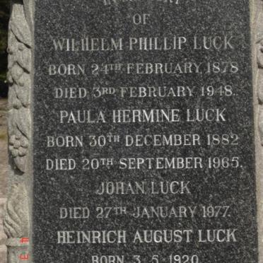 LUCK Wilhelm Phillip 1878-1948 &amp; Paula Hermine 1882-1965 :: LUCK Johan -1977 :: LUCK Heinrich August 1920-1982