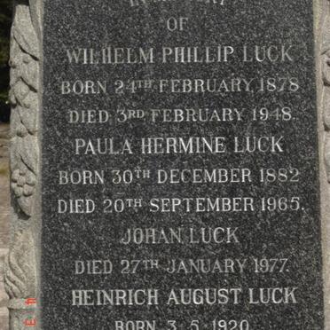 LUCK Wilhelm Phillip 1878-1948 &amp; Paula Hermine 1882-1965 :: LUCK Johan -1977 :: LUCK Heinrich August 1920-1982