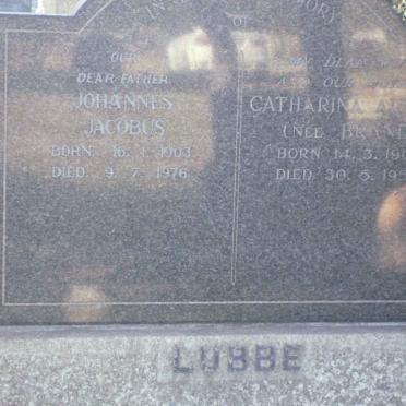 LUBBE Johannes Jacobus 1903-1976 &amp; Catherina Aletta BRAND 1903-1958
