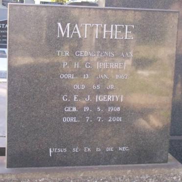 MATTHEE Pierre H.G. -1967 &amp; Gertrude E.D. 1908-2001