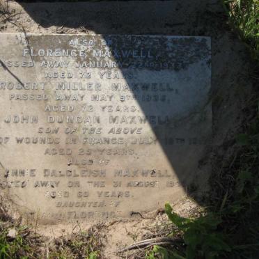 MAXWELL Robert Miller -1935 &amp; Florence -1933 :: MAXWELL John Duncan -1917