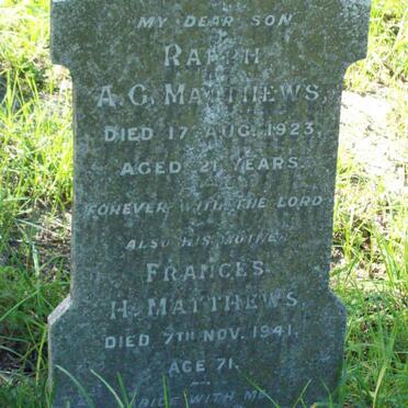 MATTHEWS Frances H. -1941 :: MATTHEWS Ralph A.G. -1923 