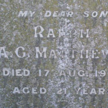 MATTHEWS Frances H. -1941 :: MATTHEWS Ralph A.G. -1923 