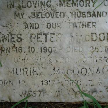 MacDONALD James Peter 1907-1981 &amp; Muriel 1917-2000