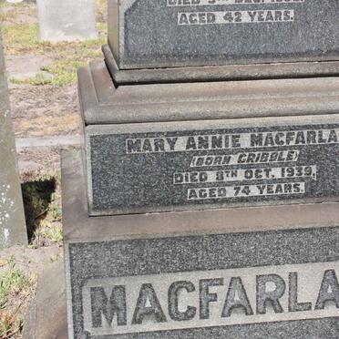 MACFARLANE Mary Annie nee GRIBBLE -1939