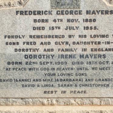 MAYERS Frederick George 1880-1955 :: MAYERS Dorothy Irene 1909-1998