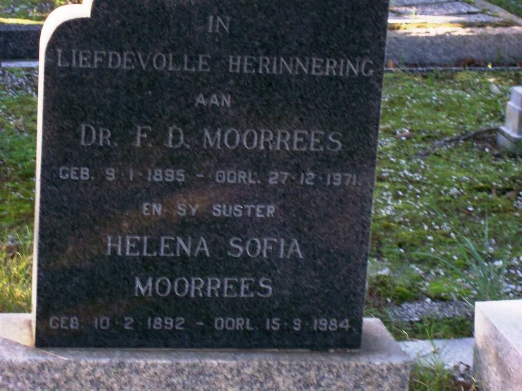 MOORREES F.D.1895-1971 :: MOORREES Helena Sophia 1892-1984