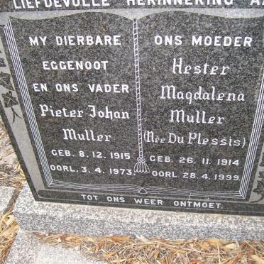 MULLER Pieter Johan 1915-1973 &amp; Hester Magdalena DU PLESSIS 1914-1999