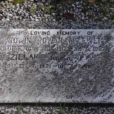 McEWEN Edwin Rowan 1912-1987 &amp; Zillah Rae 1921-1998
