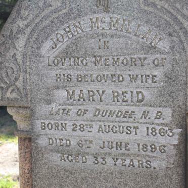 McMILLAN Mary Reid 1863-1896