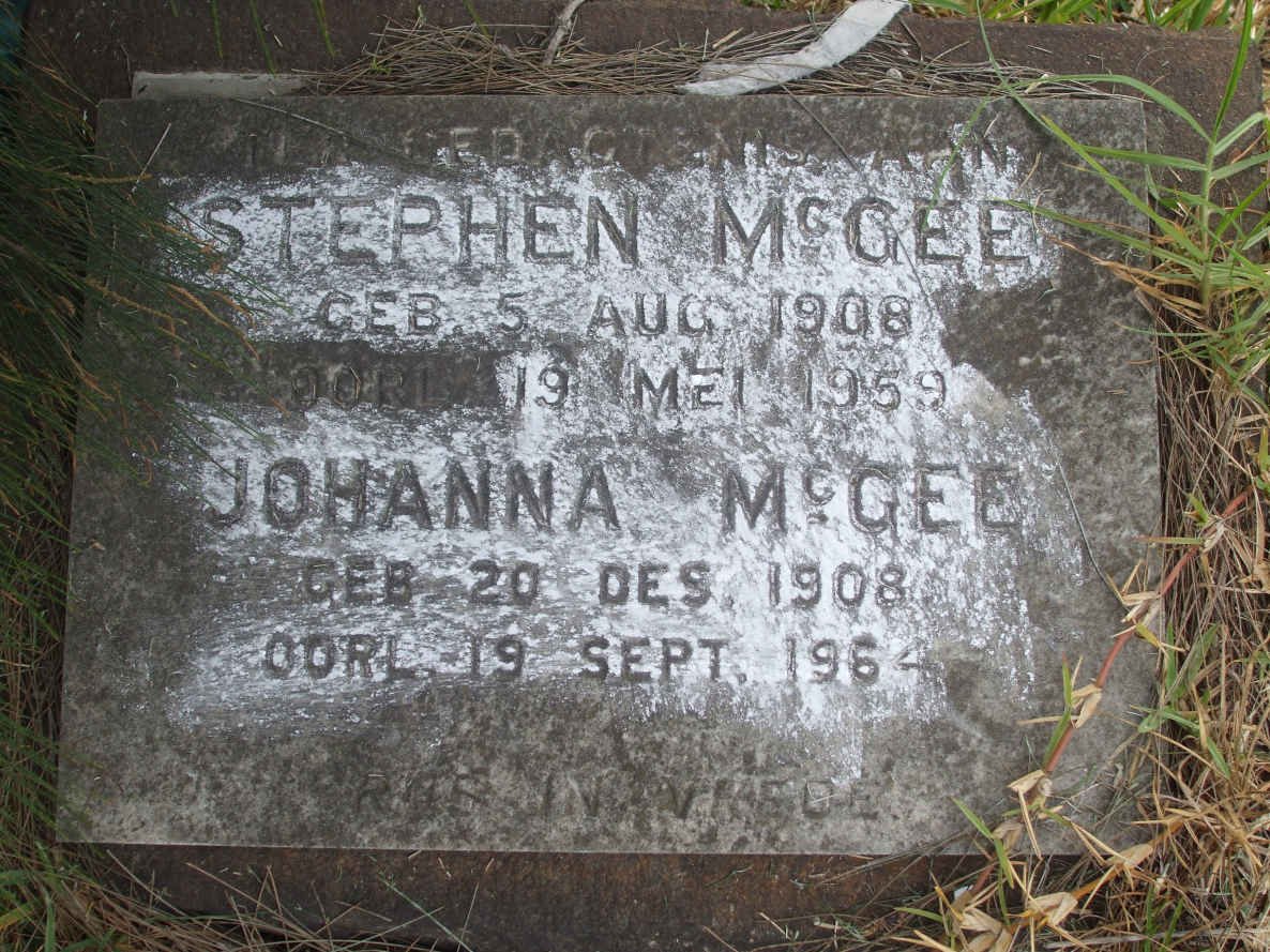 McGEE Stephen 1908-1959 &amp; Johanna 1908-1964