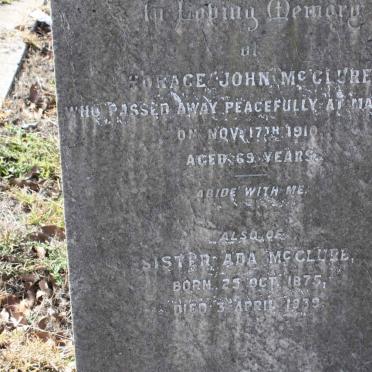 MCCLURE Horace John -1910 :: MCCLURE Ada 1875-1939
