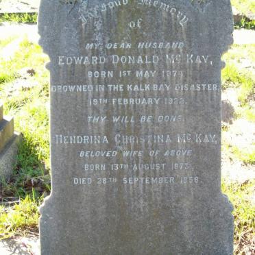 McKAY Edward Donald 1874-1922 &amp; Hendrina Christina 1873-1958