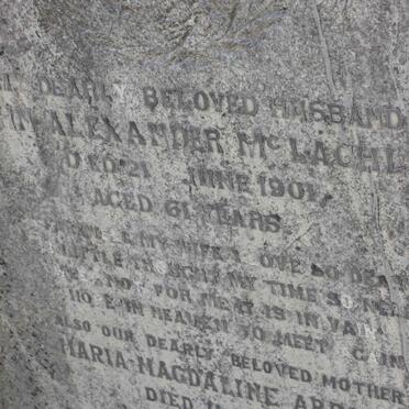 McLACHLEN John Alexander -1901 &amp; Maria Magdaline ABBOTT -1928