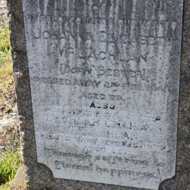 MCLACHLAN Lachlan Charles -1962 &amp; Johanna Elizabeth BESTER -1948