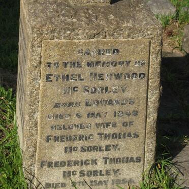 McSORLEY Frederick Thomas -1954 &amp; Ethel Henwood EDWARDS -1948