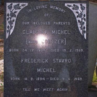 MICHEL Frederick Stavo 1894-1969 &amp; Claudina COETZER 1904-1969