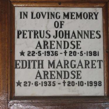ARENDSE Petrus Johannes 1936-1981 &amp; Edith Margaret 1935-1998