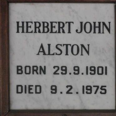 ALSTON Herbert John 1901-1975