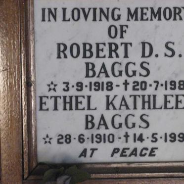 BAGGS Robert D.S. 1918-1981 &amp; Ethel Kathleen 1910-1992
