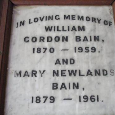 BAIN William Gordon 1870-1959 &amp; Mary Newlands 1879-1961