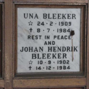 BLEEKER Johan Hendrik 1902-1984 &amp; Una 1909-1984