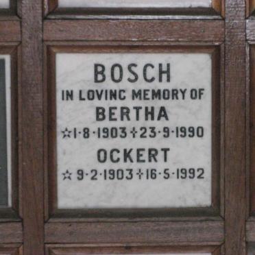 BOSCH Ockert 1903-1992 &amp; Bertha 1903-1990