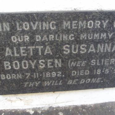 BOOYSEN Aletta Susanna nee SLIER 1892-1956