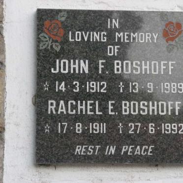 BOSHOFF John F. 1912-1989 &amp; Rachel E. 1911-1992