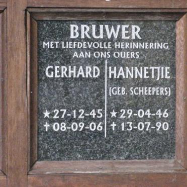 BRUWER Gerhard 1945-2006 &amp; Hannetjie SCHEEPERS 1946-1990